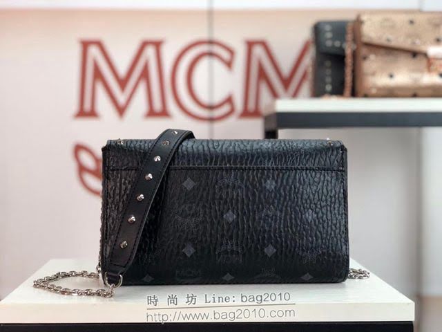 MCM女包 原單 6226打釘 MILLIE VISETOS鉚釘輪廓斜挎包 經典印花塗層帆布 MCM鏈條款 女單肩包  mdmc1391